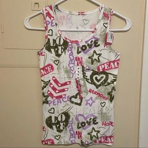 Justice White/Pink/Purple Tank Top NWT